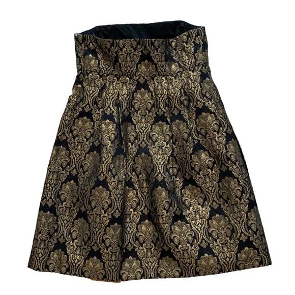 New! Michael Kors brocade empire strapless bubble mini dress, gold and black, 2P - Picture 3 of 7